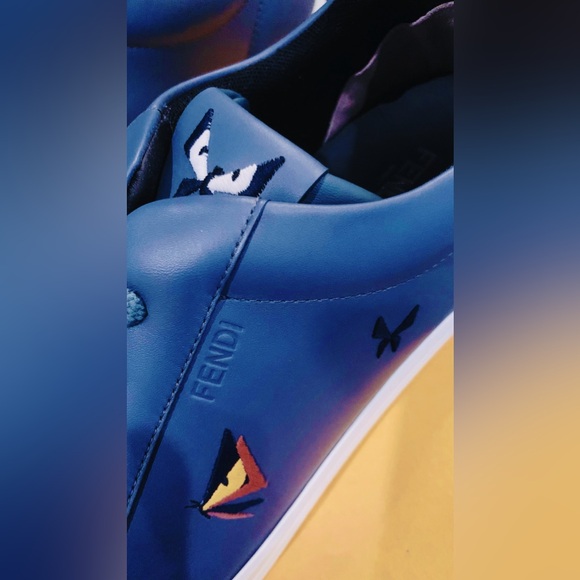 FENDI Butterfly Multicolor Bag Bugs Low-Top Storm Leather Sneakers UK12 US13 NEW - Picture 7 of 16